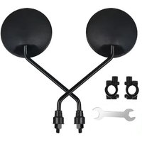 1 Pair of Round Motorcycle Side Rearview Mirrors, Electric Bicycle Battery Car Rearview Mirror Universal Motorcycle Small Round Mirror Bicycle Rearview Mirror Bracket, Suitable for Scooters and