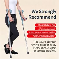 Elbow Crutch Leg Fracture Walking Stick Patient Recovery Rehab Aid Non Slip Adjustable Ergonomic T Handle Lightweight Metal