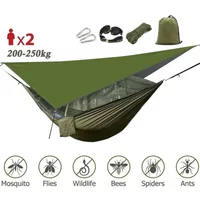 Camping Hammock with Mosquito Net&Rainfly Tent Tarp & Tree Straps,Portable Nylon Hammock Tent for Camping Hiking Backyard Travel