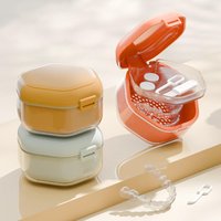 1pc Orthodontic Retainer Braces Storage Box Invisible Braces Storage Box Portable Dentures Cleaning Box Braces Storage Container