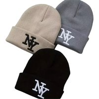 AliExpress NONE 3 pieces winter knitted hat with embroidered letters, woolen hat for autumn warmth, suitable for both men and women, Mountaineer
