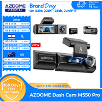 New AZDOME 4K M550 Pro Dash Cam Front Rear Interior 3 in 1 Car Camera 24H Parking Monitor Supercapacitor 5G WIFI GPS ADASCar DVR