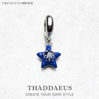 Pendant Dangle Charm Dark Blue Star Hot Sell Europe Fashion European 925 Sterling Silver Vintage Gift For Women