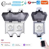 Coswall-Prise standard française étanche IP66, Tuya WIFI, minuterie Zigbee programmable avec fonction de surveillance de l'alimentation