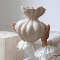 Unique French Ceramic Vase with Wabi-Sabi Charm, Premium Floral Container, Stylish Tabletop Decoration for Home