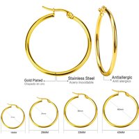 Gold Color Stainless Steel Hoop Earrings For Women Men Big/Small Circle Round Ear Jewelry Bijoux Acier Inoxidable E18110