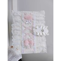 A5 Binder Photocard Holder Pc Kpop Collect Book 6 Ring Lace Top Loader Photo Album Deco Handmade Pink Poca White Stuff Storage
