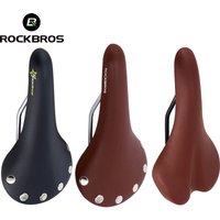 AliExpress ROCKBROS PVC Leather Bicycle Saddle Nostalgic style Road Bike MTB Soft Saddle Front Seat Steel Rail Rivet Durable Bicycle Parts