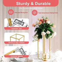 NEW Pack of 10,Flower Stands Gold Metal Wedding Vases,60cm High Flower Vases Column Stand Wedding Vase Column for Party Decor