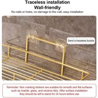 Metal Bathroom Storage Rack Hole-Free Wall Mounted Cosmetic Storage Shelf Space Saving Multi Functional Sanitary Organizer Shelf