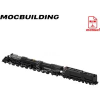 Big Boy Train Locomotive with Car Model City Traffic MOC Building Blocks Diy Assemble Bricks Toys Gifts Construction
