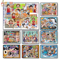 AZNM One Piece Party Multiple Luffy Casual Encounter Manga Canvas Unframed Wall Print Cute Anime Art Poster For Teen Boys Girl