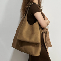 Brooklyn 34 Hobo Large Capacity Leather Shoulder Handbag Tote Bag Shopping Bag Casual Minimalist Style Detachable Strap