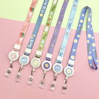 Cartoon Extendable Lanyard Student Card Sleeve Hanging Neck Long Rope Adjustable Work Card Chest Card Lanyard