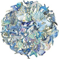 50PCS Golden Marine Life Cartoon Creative Stickers DIY Handmade Materials Phone Case Laptop Luggage Stickers