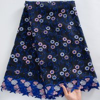 African Swiss Voile Lace Fabric 10 Colors Embroidered Flower Cotton with Rhinestones 5Yards Nigerian Dry Lace For Women Dress