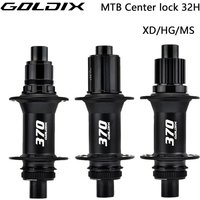 GOLDIX 370 32H Bicycle Hub Sealed Bearing Center Lock Disc Brake J-Bend 32 Holes Ratchet 36T BOOST MTB Hub XD / HG / MS