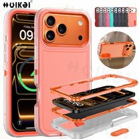 Heavy Duty Case For iPhone 17 Pro Max 16 Pro Max 15 14 Pro 13 12 11 Shock Absorption Full Body Protective Silicone Rubber Covers