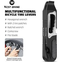 WEST BIKING Bicycle Wrench Set Multifunctional Portable Bicycle Tire Lever Ratchet Wrench Kit Tire Prying Rod Bike Repair Tools