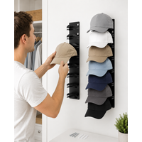 Wall Mounted Hat Organizer Rack for Baseball Caps Black Closet Door Storage Display Holder