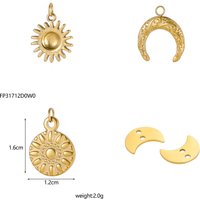 CARLIDANA Vintage 18K Gold Plated Stainless Steel Charm Hammer Sun Half Moon Charms Pendant Set For DIY Jewelry Necklace