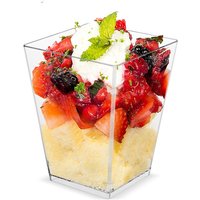 Gobelets à mousse en plastique jetables, 12 pièces, échelle transparente, gobelets à gelée de pouding carrés, support à dessert rigide, gobelets de yaourt et de compagnie aérienne, 150/200ml