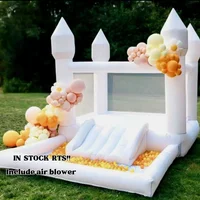 White Bounce House For Soft Play Customization 13x8x8ft Oxford Inflatable Bouncy Castle To Door Include Blower Kids Party