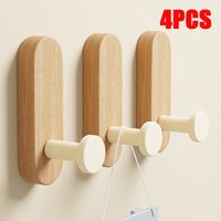 Self Adhesive Mounted Wood Wall Hooks for Hanging Coat Towel Clothes Blanket Hat Backpack Robe Entryway Key Holder Decoration