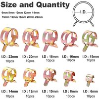 10 Pcs Spring Hose Clamp Band Fuel Hose Clamp Silicone Pipe Clamp Reusable Optional Clamp 5mm--22mm