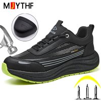 Breathable Men Work Shoes Shock Absorbing Lightweight Soft Safety Shoes Puncture-Proof Steel Toe Shoes Security Sneakers Men
