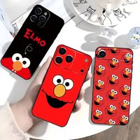 E-ElmoS Red Phone Case For IPhone 17,16,15,14,13,12,11,Plus,Pro,Max,Plus,XS,soft case Black silicone