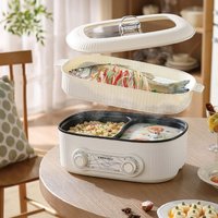 6L Home Electric Hot Pot Large Capacity Electric Cooking Pot Steamer 2 Gear Adjust Non-stick Frying Pan Multi-function Pot 1600W