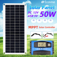 Solar Panel 12V DC 5V USB Type-C Charge Portable Flexible Kit Lightweigh System For Phones Car Camping Hiking Power Banks IP65