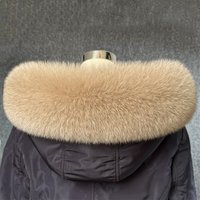 Real Fox Fur Collar Large Fur Collar Women Down Jacket Hood Decor Warm Fluffy Fur Scarf Shawl Thickened Natural Fur Neck Warmer