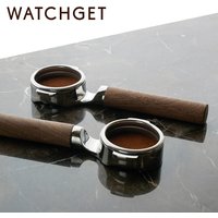 watchget 58mm Bottomless Portafilter Naked Portafilter Fits E61 Group Head Flat Base 2 Ears Stainless Steel Rear & Walnut Handle