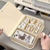 Desk Organizer Book Shape Data Cable Storage Box Dustproof Power Charging Cable Office Organizer Box With Velcro for Phone