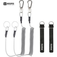 Booms Fishing T04RB1 Fishing Lanyards Safety Rope Wire Steel with Carabiner Coil Lanyard Retractable 1.5m Max Fishing Tools