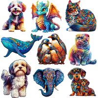Adult advanced plywood puzzle, unique irregular animal shaped particles, suitable for home games and home decoration - ideal gif