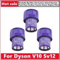 Washable Big Filter Unit For Dyson V10 Sv12 Cyclone Animal Absolute Total Clean Cordless Vacuum Cleaner, Replace Filter