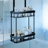 Double Layer Bathroom Shower Caddy Over The Door Hanging Storage Rack Toiletries Organizer Bathroom Shelf Supplies Accessories