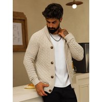 Men's Autumn Winter Cardigan Sweaters Warm Knitted Open Front Long Sleeve V-Neck Pullover in Solid Color for Men