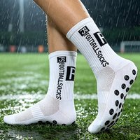 2 Pairs Non Skid Silicone Grip Soccer Sock for Men Women Breathable Moisture Wicking Cushioned Athletic Football Socks Anti Odor