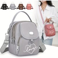 1pc Heart Love Print Shoulder Bag Women's Casual Mini Crossbody Bag Adjustable Good Capacity Small Handbag Girls Crossbody Bag