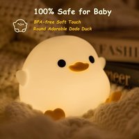 DoDo Duck Nachtlicht, niedliche Ente, Silikon, dimmbar, Nachtlicht für Kinderzimmer, wiederaufladbar, LED-Nachttischlampe, Baby-Schlafzimmer, Wohnzimmer