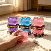 Needoh Nice Cube Toy Pink 7.5cm Giant Sparkle Transparent Maltose Sensory Knead Stretch Anxiety Relief Autism ADHD Leisure Gift