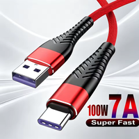 0.25M/1M/2M/3M 100W 7A USB to Type C Super Fast Charging Cable Nylon Braided Cord For Samsung Huawei Xiaomi Phone Charger Cable