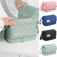 Trousse de toilette de grande capacité, à double compartiment, organisateur de maquillage, trousse de voyage, accessoires de voyage portables.