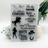 KSCRAFT Cowgirl Sentiment Clear Stamp Cutting Dies Stencils for DIY Scrapbooking Decorative Embossing DIY Paper Cards