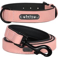 Personalized Dog Collar Leash Set Custom Leather Dog ID Collar Leash Lead For Small Medium Large Dogs Pitbull Bulldog Pugs