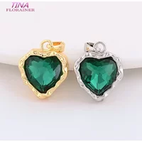 2PCS 14*16MM 14K Gold Color Plated and Zircon Heart Charms Pendants Jewelry Making Supplies Diy Accessories